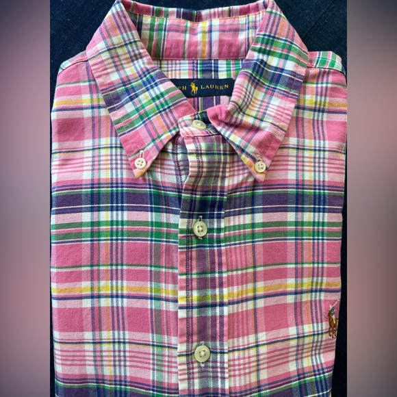 Ralph Lauren Polo Pink Plaid Long Sleeved Button Up Shirt Size Medium - Picture 10 of 11
